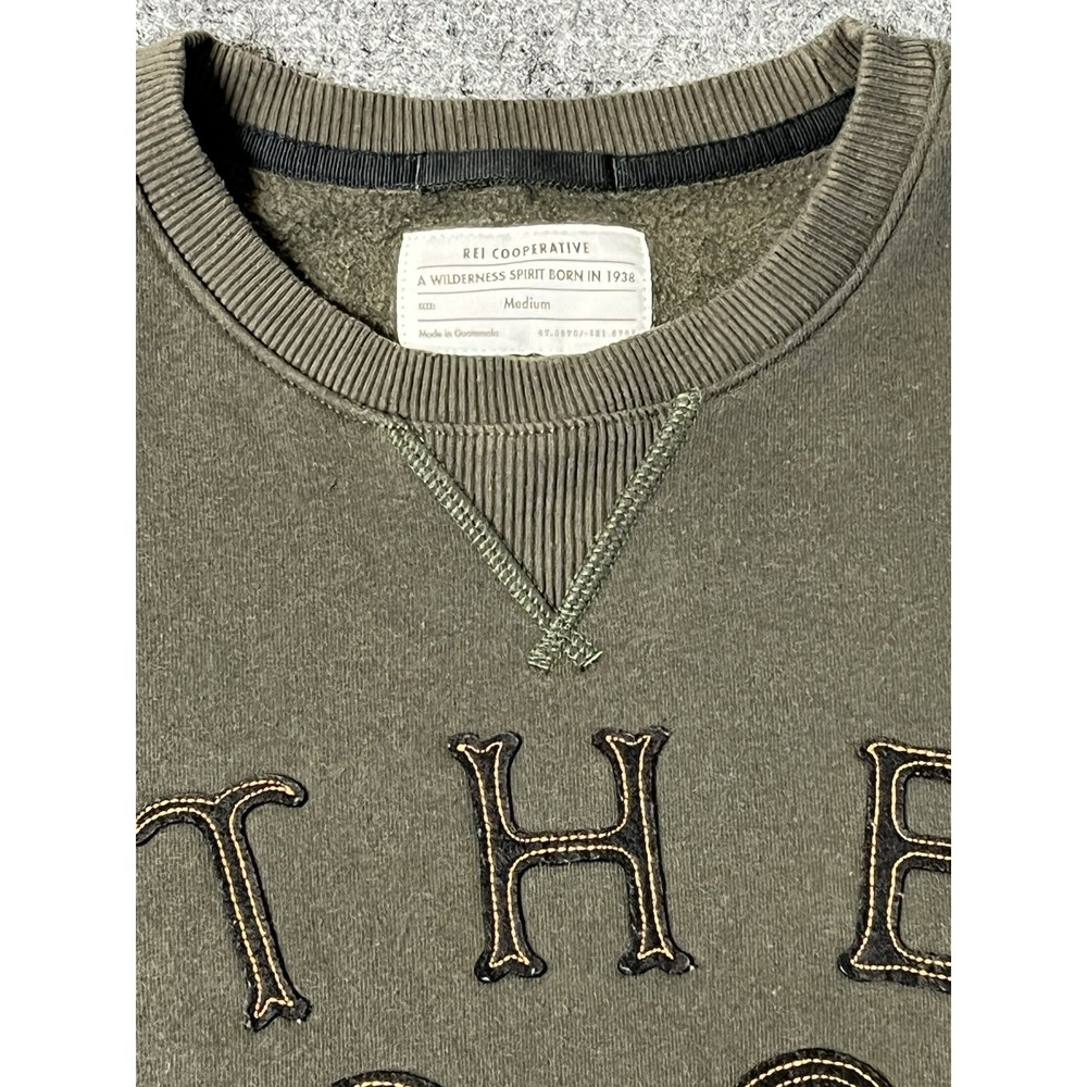 REI Co-op 80th Anniversary Staff Crewneck Sweatshirt Mens Olive The Co-Op Embroi